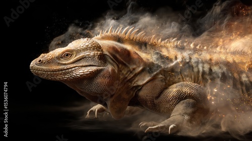 Lizard fiery motion