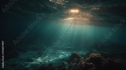 Sunlight through dark ocean