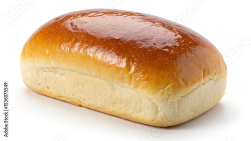 Freshly baked golden brown brioche roll isolated on white background providing a delicious food bakery ingredient look