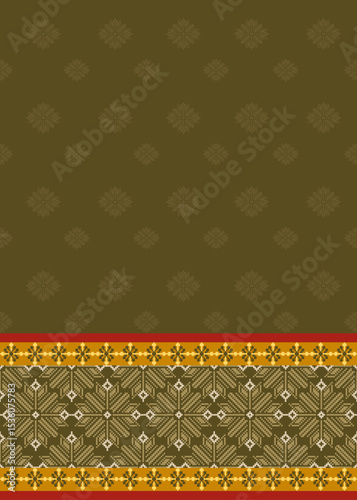 Traditional Ukrainian cross-stitch Detailed vector Illustration for textile printing design, on pixels pastel tones