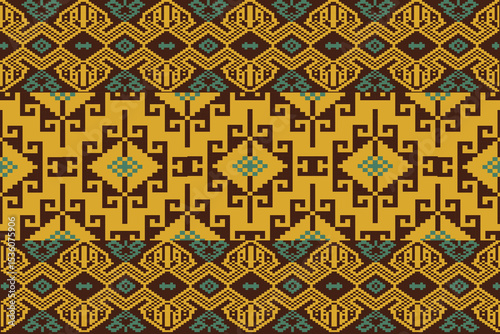 Traditional Ukrainian cross-stitch Detailed vector Illustration for textile printing design, on pixels pastel tones