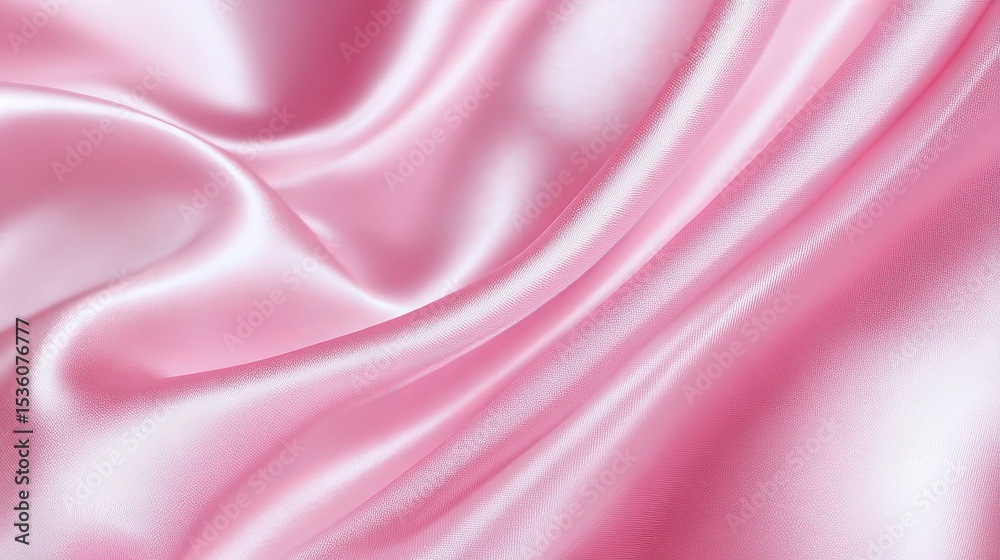 Fototapeta premium Elegant Pink Satin Fabric Texture Soft Draped Luxurious Smooth Shiny Pastel Rose Background Design Element High Resolution Image Perfect for Projects silk wave fold cloth curve