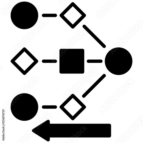 Backpropagation glyph icon, use for machine learning, education, technology industry, UI, UX kit, app and web development, digital or print.
