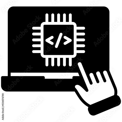 Embedding glyph icon, use for machine learning, education, technology industry, UI, UX kit, app and web development, digital or print.