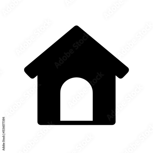 Dog house icon – represents pet shelter or kennel, solid icon