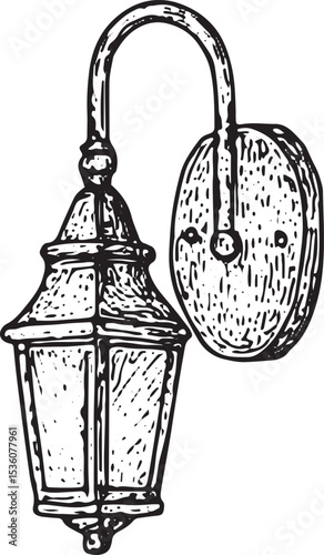 A vintage wall lantern with a textured glass cover and ornate base, ideal for adding rustic sophistication to gardens or vintage dining areas