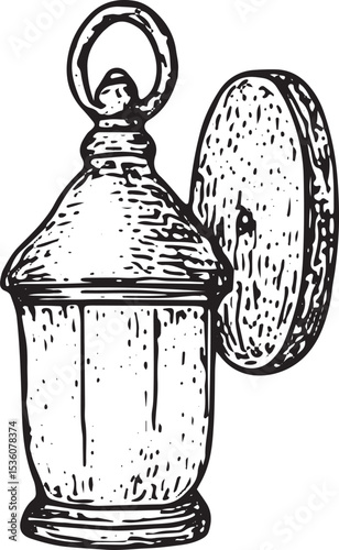 A vintage wall lantern with a textured glass cover and ornate base, ideal for adding rustic sophistication to gardens or vintage dining areas