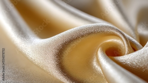 Golden Silk Fabric with Elegant Drapery and Shiny Texture