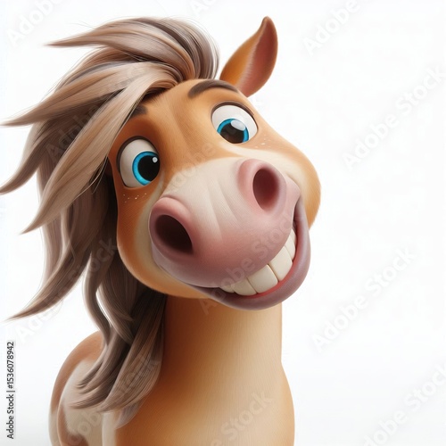 Adorable funny Horse expression on a white background