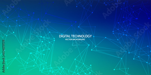 Digital technology speed connect blue green background, cyber nano information, abstract communication, innovation future tech data,vector eps10