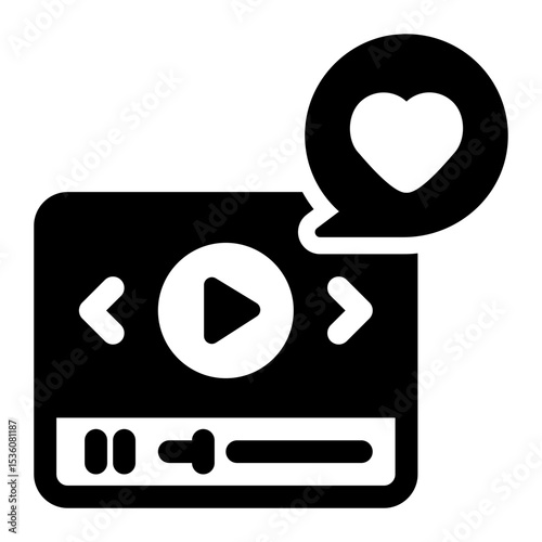 Media Player Icon with Heart