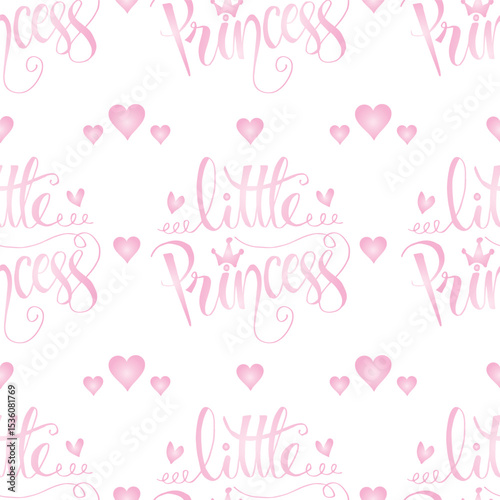 Seamless pattern with  little things hand lettering poster quote on white background