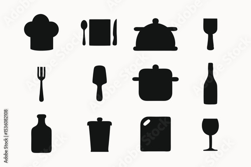 Culinary Icons A Collection of Restaurant and Cooking Silhouettes