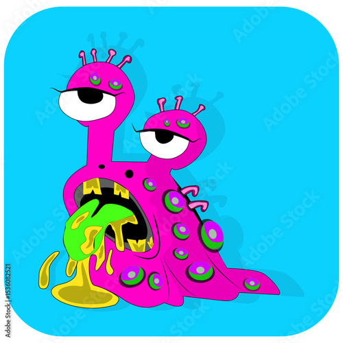 A set of cute and gross alien monsters with weird expressions, big eyes, green slime, and unique body shapes. Perfect for games, stickers, and creative projects