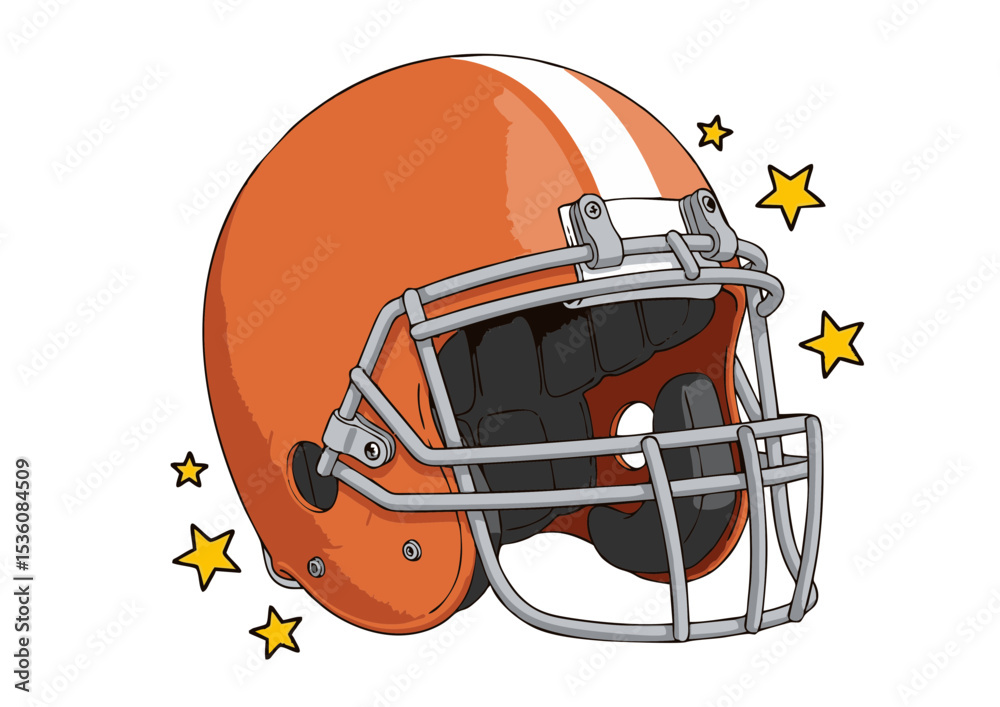 Fototapeta premium Gridiron Glory An Illustrated American Football Helmet