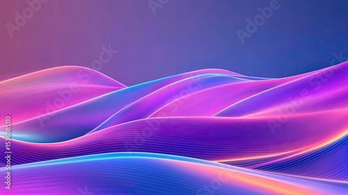 Abstract Waves of Colorful Light in Pink and Blue Tones
