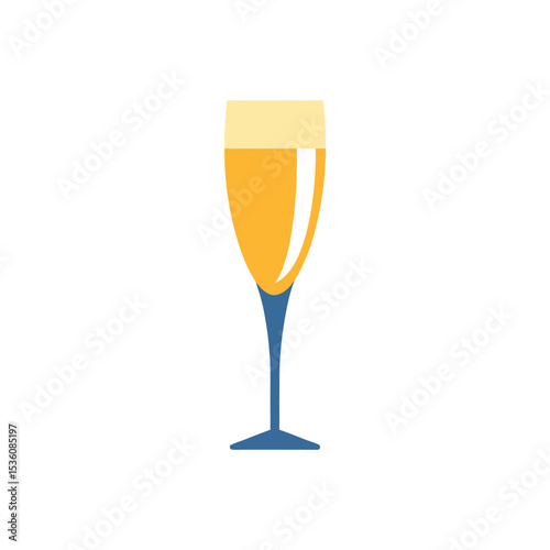 champagne flute on white background 
