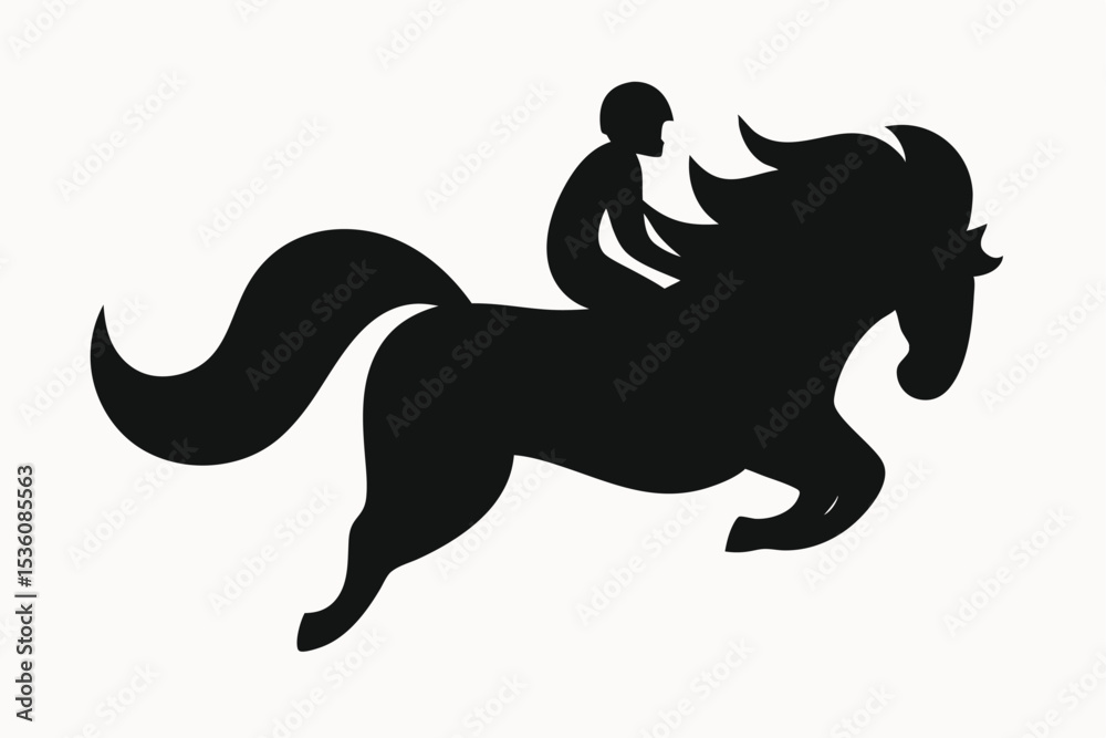 Obraz premium Dynamic Silhouette of Equestrian Leaping Horse and Rider in Motion
