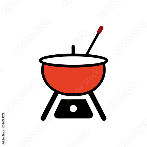 fondue pot on white background 