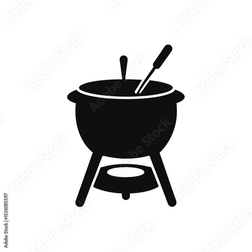 fondue pot on white background .svg