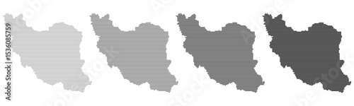 Iran horizontal line shape map vector illustration. Tehran horizontal line shape dotted map