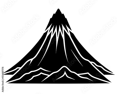 Volcano silhouette vector illustration