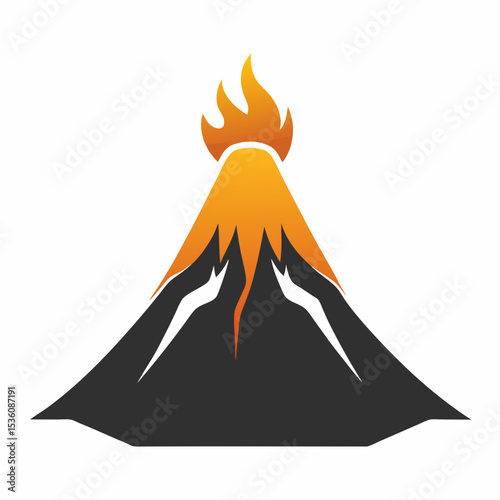 Volcano silhouette vector illustration