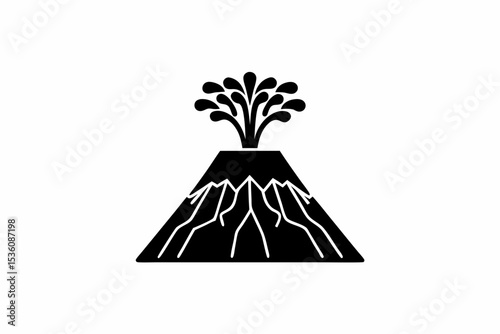 Volcano icon silhouette vector illustration