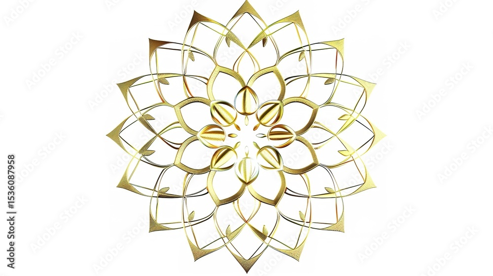 Obraz premium A modern golden ornament is beautifully isolated on a clean white background, presenting a sense of elegance and luxury. The intricate design of the ornament catches the eye, making it a perfect visua
