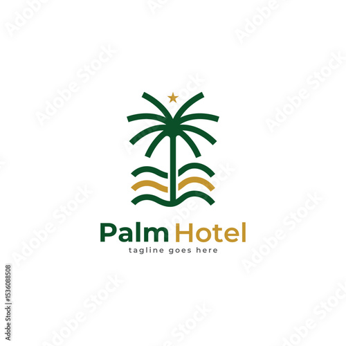 Palm House Resort hotel Logo Template Universal creative premium symbol. Vector illustration. Creative Minimal design template. Symbol for Corporate Business Identity