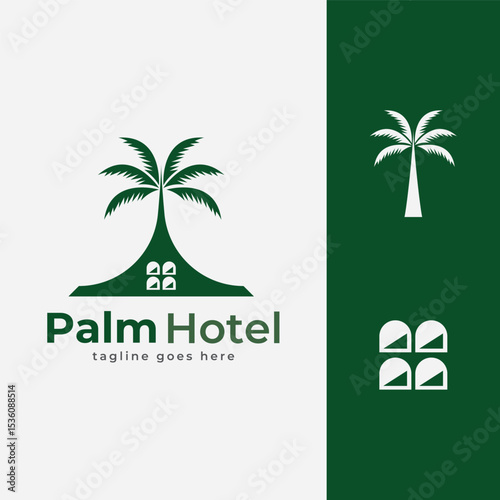 Palm House Resort hotel Logo Template Universal creative premium symbol. Vector illustration. Creative Minimal design template. Symbol for Corporate Business Identity