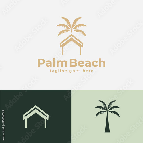 Palm House Resort hotel Logo Template Universal creative premium symbol. Vector illustration. Creative Minimal design template. Symbol for Corporate Business Identity