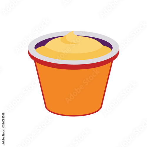 custard cup on white background  