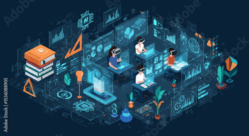 VR education: future learning with technology concept