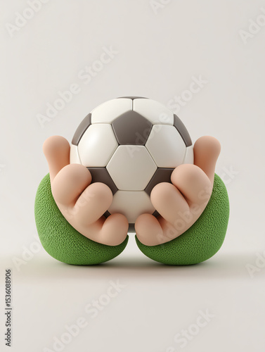 Holding a 3D illustration of a football in both hands