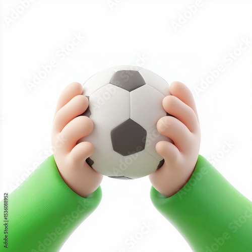 Holding a 3D illustration of a football in both hands