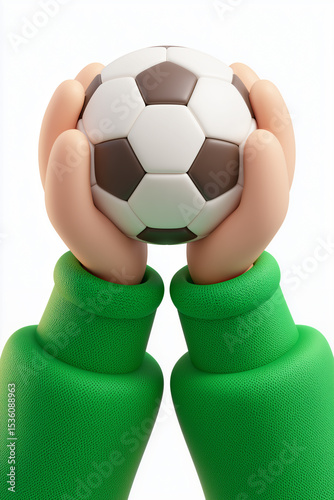 Holding a 3D illustration of a football in both hands