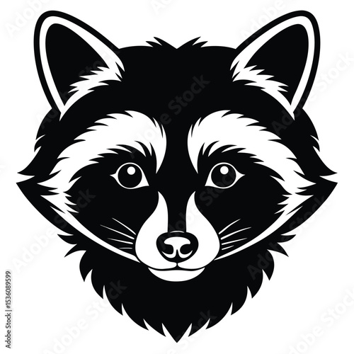 Black and white raccoon face shows its distinctive mask and bushy features clearly
