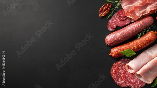 Assortment of cured meats display