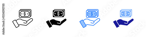 Income Multiple Style Icon Set Vector 