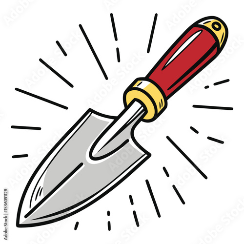 Gardening Hand Trowel Vintage Illustration of a Handheld Gardening Tool for Planting and Transplanting