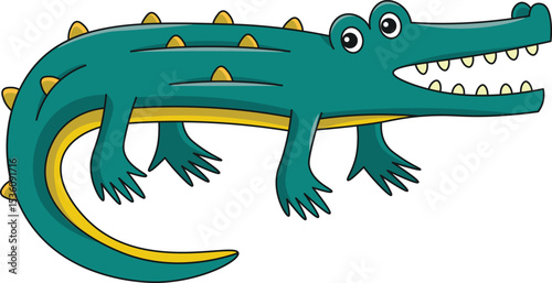 Cute crocodile cartoon. Flat vector illustration. Wild life animals. Cute animal on white background