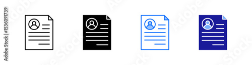 Resume Multiple Style Icon Set Vector 