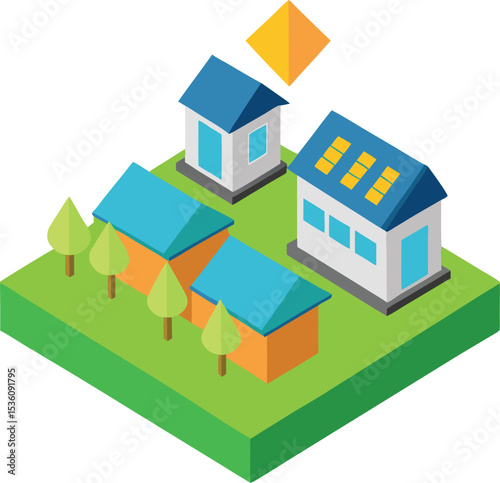 vector isometric house icon set