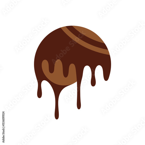 chocolate drizzle on white background 
