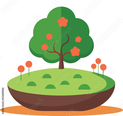 illustration of a tree in a garden