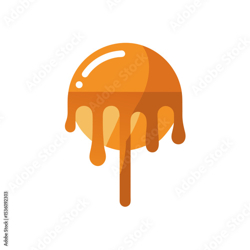 caramel drizzle on white background  