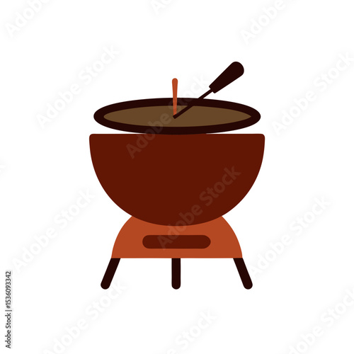 chocolate fondue pot on white background .svg