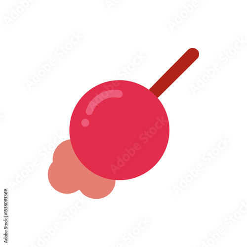 raspberry sorbet scoop on white background