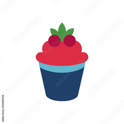 mousse cup with berries on white background .svg